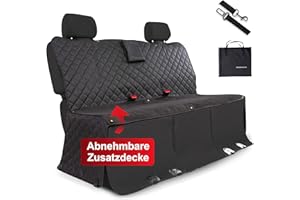 WhizProducts® Hundedecke für Auto Rückbank (mit Zusatz-Decke, Tasche & Sicherheitsgurt) – Wasserabweisende Autoschondecke & Rutschfester Sitzbezug mit Seitenschutz