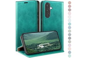 HUOUH Funda para Samsung Galaxy A56 Estuche de Billetera con Cuero de PU con Bloqueo RFID,Titular de Tarjeta de crédito,Cubierta a Prueba de Golpes teléfonos Fundas para Samsung A56 Azul Verde