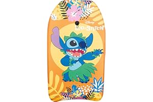 COLORBABY Disney Stitch Bodyboard Infantil 82x45x5 cm, diseño Tropical en Espuma Ligera y Resistente, Ideal para la Playa y la Piscina (77630)