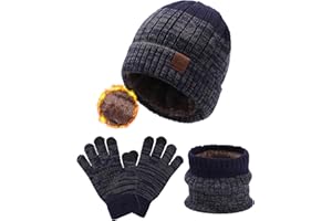WELROG Children's Winter Hat Scarf Gloves for Boys Girls Winter Hats Scarfs Set for Children 4-15 Years Warm Outdoor Hat and Scarf for Kids Winter Ski Suit