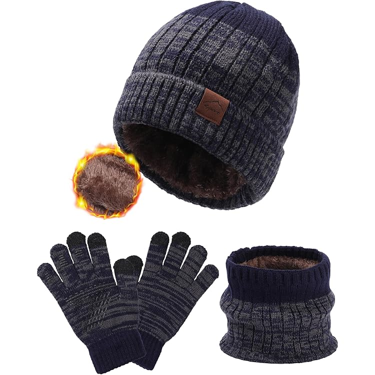 3-in-1 Wintermuts Sjaal Handschoenen Set - Warme Gebreide Muts Met Touchscreen Handschoenen En Nekwarmer
