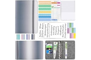 QUPUCE A6 Budget Planner Deutsch,Ringbuch Kit mit 12 Binder Taschen Geldumschläge, 14 Sinking Funds Organizer, Umschlagmethode Budgetplaner Geld Organizer für Finanzplaner Sparbuch Geschenk