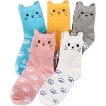 Lot De 6 Paires Chaussettes Femme Motif Chat - Taille 37-41, Coton, Respirantes, Cadeau Mignon Noël/anniversaire
