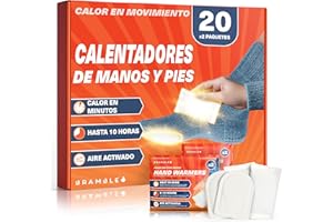 Bramble - Pack Variado de Calentadores de Manos y pies (20 Pares, 40 en Total) - Calentadores de Bolsillo para Manos y Dedos Adhesivos - Activados por Aire y sin Olor - hasta 10 Horas de Calor