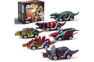 Aiqi Voiture de Dinosaures Jouet Pull Back, Ensemble Cadeaux de Jouets éducatifs pour Enfants Garçon 3 à 8 Ans