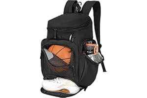 LARIPOP Plecak do koszykówki, duża torba sportowa, torba na siłownię z przegrodą na piłki i przegródką na buty do przechowywania butów sportowych, butelek na wodę, laptopów i codziennych potrzeb,