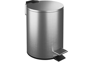 ‎RELAXDAYS Relaxdays Kosz na kosmetyki, 3 litry, wolnoopadający, wyjmowany kosz wewnętrzny, stal nierdzewna, łazienkowy kosz na śmieci z pokrywką, srebrny