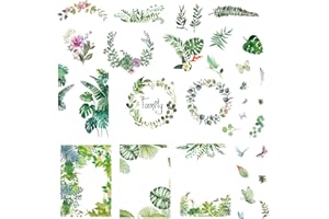 CRASPIRE 8 Stili Adesivi Murali Foglie di Palma Tropicali Decalcomanie Farfalla Fiori Finestra in PVC Impermeabile Vinile Autoadesivo Cling Peel And Stick per Dormitorio Camera da Letto Soggiorno