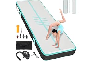 Air Matte Track 3M/4M, YITAHOME Tumbling Matte/fibra de carbono Lateral/estilo de ruta con bomba de aire 10 cm de altura Tumbling Matte, colchoneta de gimnasia inflable Colchoneta de gimnasia