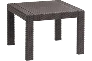 Keter Allibert by Victoria Mesa de jardín, marrón, 59 x 59 x 43 cm, plástico en imitación de ratán Plano, Resistente a la Intemperie, Resistente a los Rayos UV