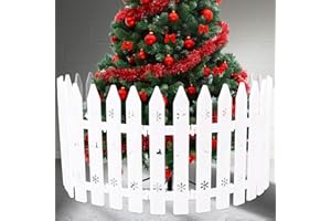 VINFUTUR 24 Pieces Mini Christmas Tree Fences Plastic Picket Fence Decoration Snowflake Reindeer Fences 10x30cm for Christmas Wedding Party Miniature Home Garden, 240cm in Total