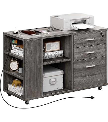 Meuble De Rangement Bureau 2 Tiroirs Avec Placard | 100x35x66 Cm | 5 Roulettes | Noir | Idéal Pour Classeurs Et Fournitures - 4
