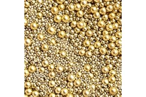 BAKE BOX BOUTIQUE Gold Sprinkles for cakes edible gold metallic pearls Christmas wedding birthday party decoration cupcake cake toppers balls gold sprinkle mix blend baking 100s and 1000s topper 50g BILLIONAIRE 2