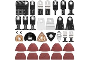 GUHAOOL Hojas de Sierra Oscilante, 110 Pcs Accesorios para Herramientas Oscilantes Multifunción, Universal Madera Plástico Metal Multi-Herramienta Accesorios Kit para Lijar, Molienda, Cortar y Pulir