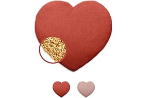 LESCHI Cuscino termico per microonde - In cotone bio con grano biologico - Cuscino riscaldante per dolori mestruali, alla pancia, schiena e zona lombare - Naturale, riutilizzabile - Cuore, rosso