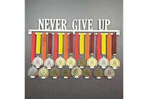 MEDALdisplay Never Give UP - Medagliere da Parete - Porta medaglie Motivazionale - Sport Medal Hanger - Display Rack - Acciaio Inox 100% Made in Italy by