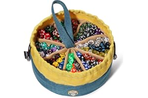 CardKingPro Monstrous - Sac à dés 8 Poches - Bleu/Jaune - Grande capacité env. 500 dés - Idéal pour Les collectionneurs de dés