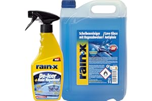 Rain-X Dégivreur 500 ML et Lave-Glace Pare-Brise 5L - Le Pack avantage Ultime pour Une visibilité Parfaite - Protection Contre Le Gel - Nettoyage sans Traces - Technologie déperlante