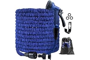 CNMTCCO Garden Hose Pipe, 100FT Garden Hoses Expandable with 3/4", 1/2" Fittings, Expanding Magic Hose, with 7 Function Spray Nozzle, Anti-Leakage Latex Core Hosepipe (30M)