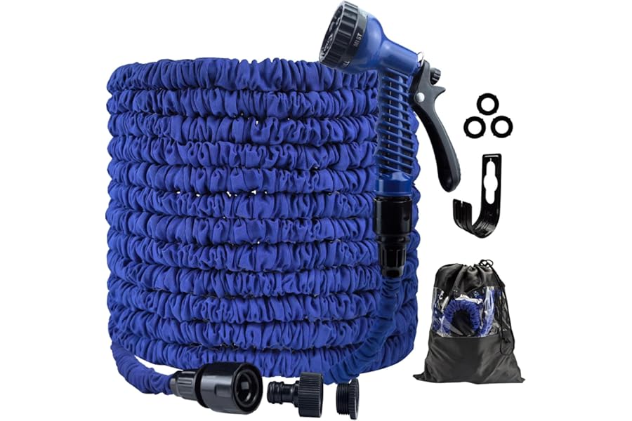 CNMTCCO Garden Hose Pipe, 100FT Garden Hoses Expandable with 3/4", 1/2" Fittings, Expanding Magic Hose, with 7 Function Spray Nozzle, Anti-Leakage Latex Core Hosepipe (30M)