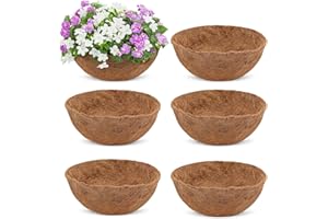 CEED4U 6 Packs 10 Inch Round Coco Coir Liner, Circle Coconut Fiber Replacement Liners for Hanging Basket Wall Window Box Garden Planter Flower Pot