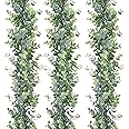 Lighterday 3Pcs Greenery Artificial Eucalyptus Garland 5.4Ft Faux Eucalyptus Plant Hanging Greenery Vines Garland for Wedding Table Crafts Wall Mantel Home Decoration
