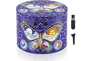 LHOEST Large Grinder 63MM Crusher 40 Grinding Teeth Metal Grinder Purple Butterfly Design Cool 4 Layers Grinders Metal Crusher for Spice Mill with Scraper Plastic Brush