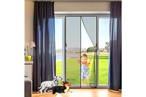 AWMDER Moustiquaire sur Mesure AimantéE 125 x 210 cm Fermeture Automatique Moustiquaire Fenetre Anti Insecte Mouche Moustique pour Porte d Entrée Intérieur/Patio Noir
