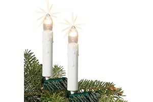 ‎HELLUM hellum Lichterkette Kerzen Weihnachtsbaum, Kerzen Lichterkette innen mit Clip, 30 Lichter, beleuchtete Länge11,6m, Zuleitung 1,5m Kabel grün,Schaft weiß, für Innen mit Stecker <59lm 613018