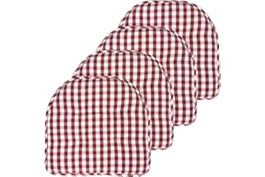 Sweet Home Collection Cojín de Espuma viscoelástica para Silla, con capitoné, Parte Trasera de Goma Antideslizante, en Forma de U, 17 x 16 Pulgadas, 4 Unidades (Paquete de 1), Color Vino a