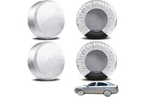 SilverChry Universal Reifencover 4er-Pack, Radabdeckung, Reifenabdeckung, Wasserdicht, Sonnenbeständig und Schneefest, Geeignet für Reifen mit einem Durchmesser von 70 cm (27-28 Zoll) (Silber)