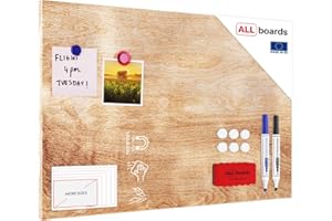 ALLBOARDS Tableau magnétique pour aimants METALboards, bois massif 60x40 cm + ensemble d’accessoires