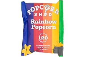 POPCORN SHED Rainbow Gourmet Popcorn Snack Pack, 1 x 24g Bag, Handcrafted, Gluten Free, Natural Lunch Box & Low Calorie Movie Night Snack