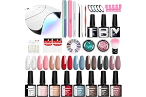 Kit Vernis Semi Permanent Complet avec 36W Lampe U V, Phoenixy 8 Couleurs 8 ml Kit Ongles Gel UV Complet avec Base et Top Coat Kit Manucure Accessoires Nail Art pour Débutant