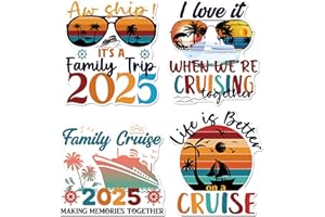 COZDAZZ Cruise Door Magnets Decorations, 4 Pcs Family Cruise Magnets 2025 with Retro Nautical Vacation Design, Family Trip Magnetic Door Signs for Ship Cabin Decor