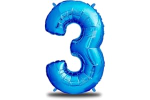 envami® Globos de Cumpleãnos 3 Azul I 101 CM Globo 3 Años I Globo Numero 3 I Decoracion 3 Cumpleaños Niños I Globos Numeros Gigantes Para Fiestas I Vuelan con Helio