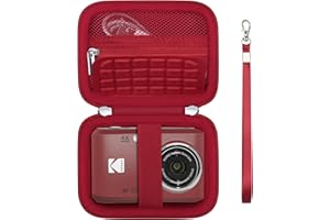 Supmay Digital Camera Case Compatible with Kodak PIXPRO FZ45 FZ55 FZ53 FZ43 Digital Camera, Vlogging Camera Storage Holder Travel Bag with Mesh Pocket for Battery, USB Cable, SD Card, Red
