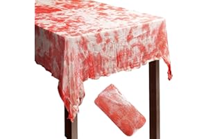 ParPix Dekoracyjny obrus na Halloween, 150 x 210 cm, krwawy horror, dekoracyjny obrus na Halloween, straszny materiał, prostokątny, dekoracja na Halloween, dekoracja stołu, dekoracja na imprezę