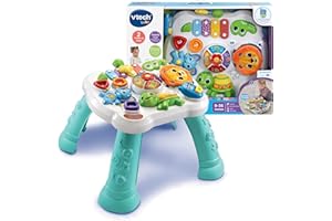 VTech-Baby Mesita Infantil Actividades Sensoriales, Mesa de Desarrollo para bebés con múltiples Juegos, Panel Interactivo extraíble, Actividad Musical y evolutiva, Regalo bebés +9 Meses, Versión ESP