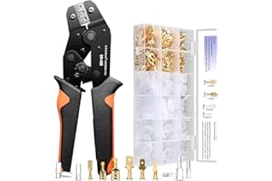 PotentForce Pinza crimpatrice capicorda 0,5-2,5 mm²(AWG20-13), Con 300 set Capicorda elettrici a crimpare, Puntalini elettrici a crimpare,Pinza elettricista in 3 dimensioni di crimpatura,Set pinze.