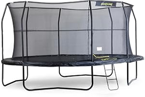 Jumpking 8ft x 11.5ft / 10ft x 15ft / 14ft x 17ft Oval Trampoline With Safety Enclosure Net & Ladder - JumpPod ❘ Outdoor Trampoline For Adults & Kids, Great For Fun | Revolutionary POD™ Connector