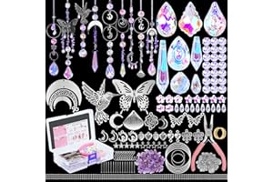 JYNTERPLAY 400 Stück Sonnenfänger Kristall Bastelset Erwachsene Kolibri DIY Fenster Windspiel Basteln Suncatcher Fensterdeko Anhänger Lichtfänger Prisma für Zuhause Büro Garten Weihnachten Tag Hochzeit Deko