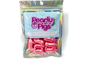 BARE BOUTIQUE Pearly Pigs Lotus Scented Bath Pearls. Mix of 10 Pig Shaped Bath Pearls Full of Lotus Scented Bath Oil. Stocking Filler, Pig Themed Gift, Retro Gift Bath Beads, Bath Oil Beads