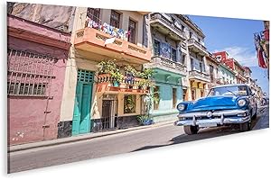 islandburner Bild auf Leinwand Oldtimer Klassisches Amerikanisches Auto Havanna Kuba Bilder Wandbilder Poster