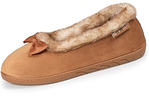 Isotoner Chaussons pantoufles Ballerines femme en velours, semelle ultra confort, EU,