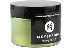 MEYSPRING Pigmento verde in resina epossidica color oro oliva, 50 g, polvere di mica verde per resina epossidica, resina UV e resina artistica, pigmento che cambia colore