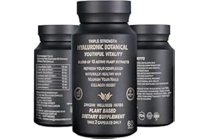 ZAMZAM WELLNESS HERBS Hyaluronic Botanical Blend - Collagen Boosting, Rejuvenating Hyaluronic Acid Supplement for Radiant Skin, Hair & Nails - 60 Vegetarian Supplements Capsules