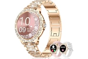 GADIXY Smart Watch for Women with Diamonds (Answer/Make Call),1.32''Full Touch Screen Smartwatch Android Phones,Fitness Tracker Heart Rate/Blood Oxygen/Sleep Monitor,AI Voice 3 Bling Straps