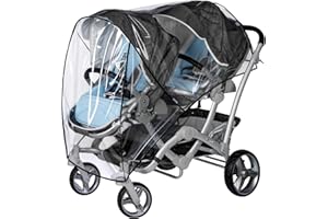bemece Universal Regenschutz für Zwillingwagen, Regenschutz Geschwisterwagen für Zwillinge Kinderwagen Buggy, Regenfest Staubdicht Winddicht für Outdoor-Baby Schutz - Vorne Hinten