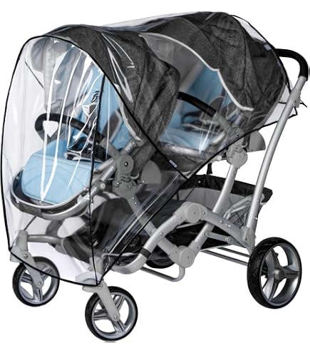 Housse De Pluie Universelle Pour Poussette Double - PVC Transparent - 103 Cm De Long - 11